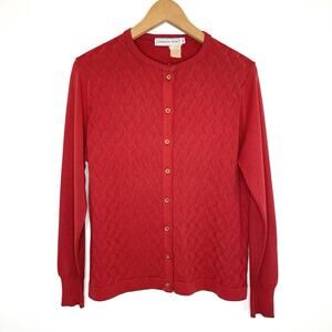 Vntg Givenchy Sport Cardigan Sweater Womens 40 Red Button Up Lightweight US 8/10